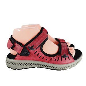 ECCO SPORT TERRA RED LEATHER HIKING SANDALS WOMEN SIZE US7/EU38